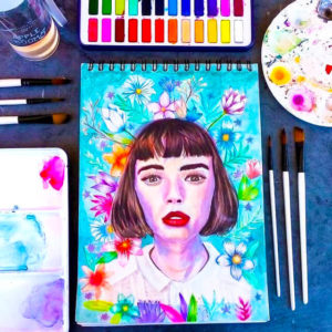 Atssi watercolors zen 36 flower portrait artwork
